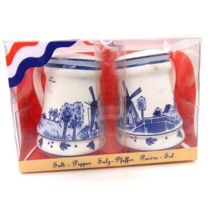 Delft Holland Ceramic Windmill Blue and White Salt & Pepper Shaker
